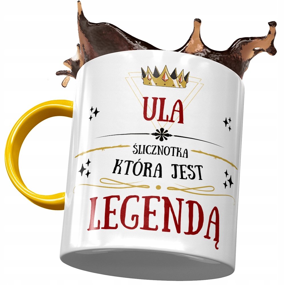 Kubek Żółty dla Uli Urszuli Przyjaciółki Żony z Nadrukiem ze Zdjęciem + Opakowanie na prezent (wzór 04)