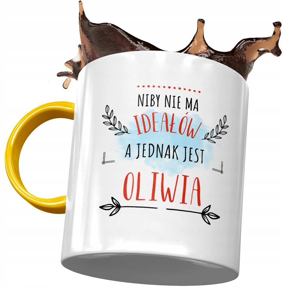 Kubek Żółty Dla Oliwii Koleżanki Dziewczyny z Nadrukiem ze Zdjęciem + Opakowanie na prezent (wzór 03)