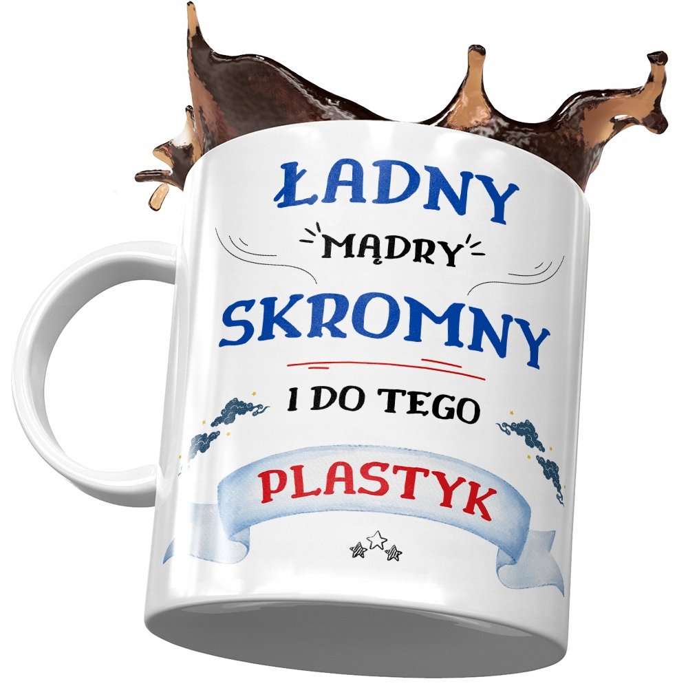 Kubek Dla Plastyka Ładny Mądry Skromny z Nadrukiem ze Zdjęciem + Opakowanie na prezent (wzór 04)