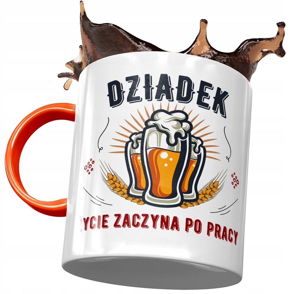 Kubek Pomarańczowy Dziadka Dzień Dziadka Prezent z Nadrukiem ze Zdjęciem + Opakowanie na prezent (wzór 03)