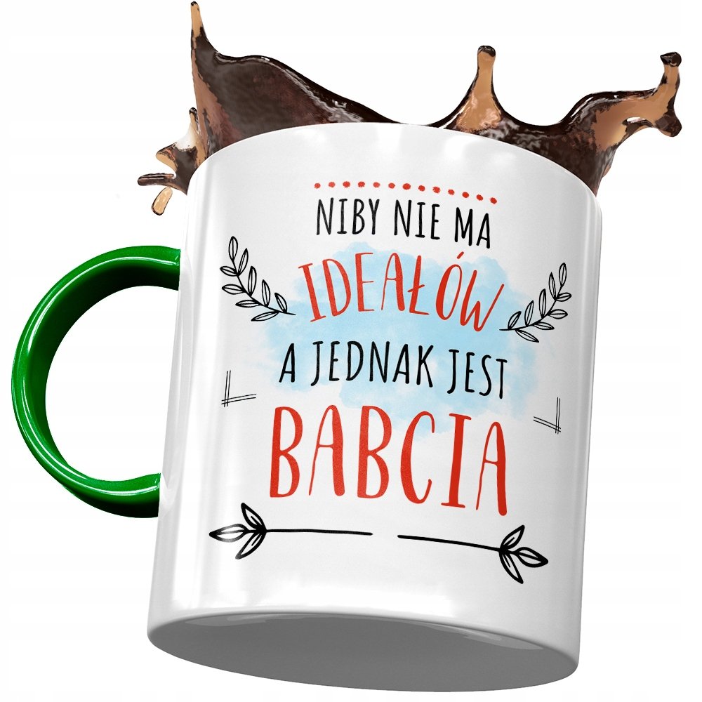 Kubek Zielony Dla Babci Babuni na Dzień Babci z Nadrukiem ze Zdjęciem + Opakowanie na prezent (wzór 03)