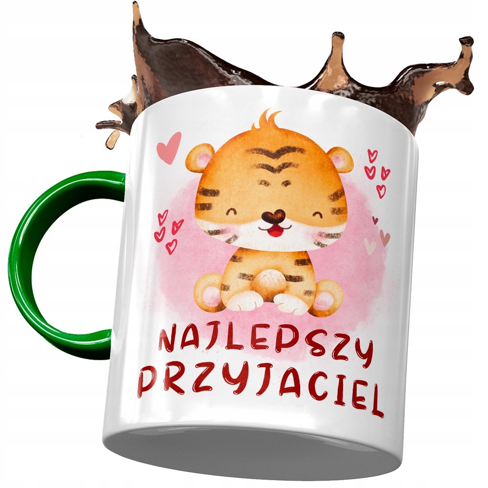 Kubek Zielony z Tygryskiem Słodki na Prezent z Nadrukiem ze Zdjęciem+ Opakowanie na prezent (wzór 01)
