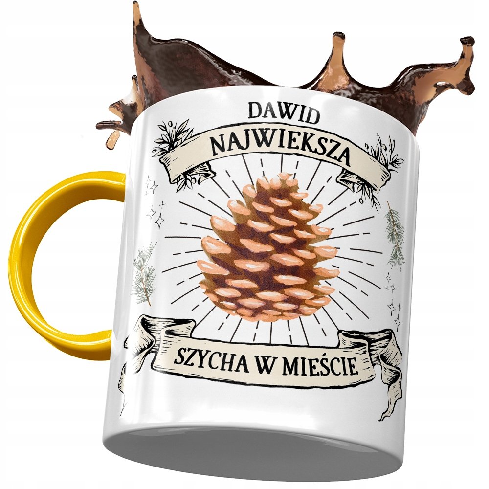 Kubek Żółty Dla Dawida Kolegi Męża na Prezent z Nadrukiem ze Zdjęciem+ Opakowanie na prezent (wzór 01)