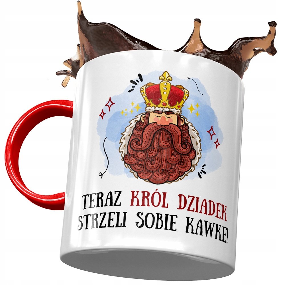 Kubek Czerwony dla Dziadka Dzień Dziadka Prezent z Nadrukiem ze Zdjęciem+ Opakowanie na prezent (wzór 01)
