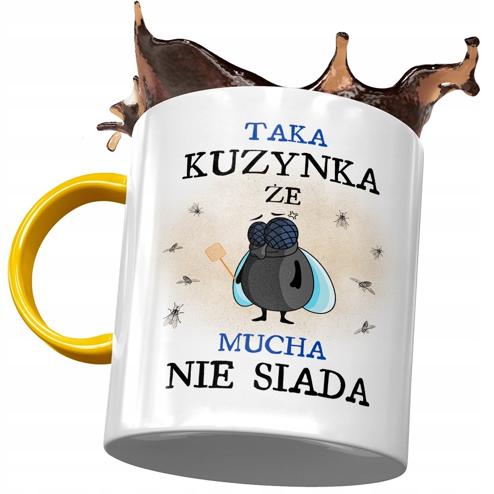 Kubek Żółty Dla Kuzynki na Urodziny na Prezent z Nadrukiem ze Zdjęciem + Opakowanie na prezent (wzór 02)