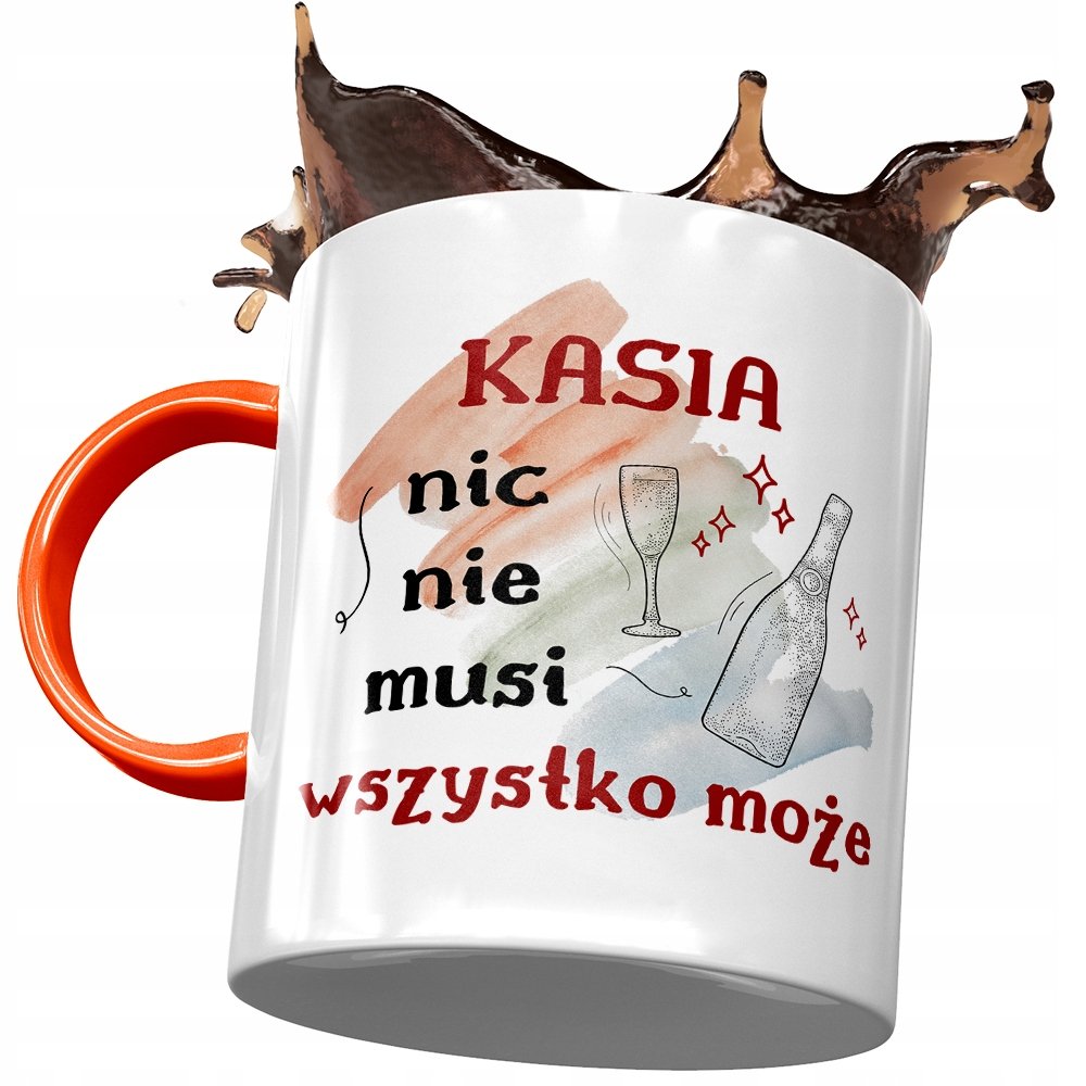 Kubek Pomarańczowy Dla Kasi Koleżanki Żony Prezent z Nadrukiem ze Zdjęciem + Opakowanie na prezent (wzór 02)
