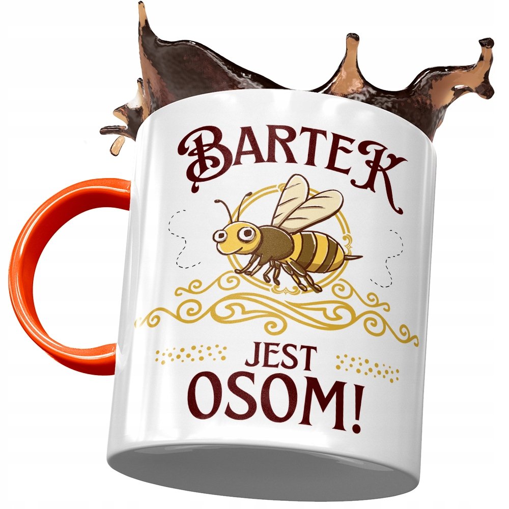 Kubek Pomarańczowy Dla Bartłomieja Bartka Kolegi z Nadrukiem ze Zdjęciem + Opakowanie na prezent (wzór 04)