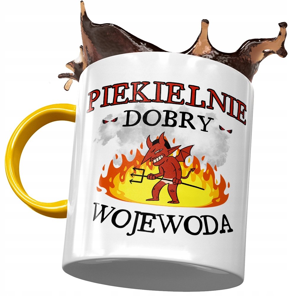 Kubek Żółty Dla Wojewody Piekielnie Dobry Wojewoda z Nadrukiem ze Zdjęciem + Opakowanie na prezent (wzór 03)