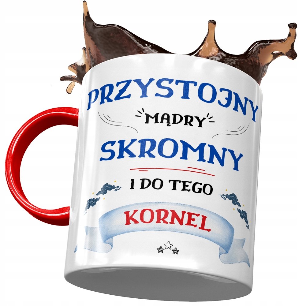 Kubek Czerwony dla Kornela Kolegi Męża na Prezent z Nadrukiem ze Zdjęciem + Opakowanie na prezent (wzór 03)