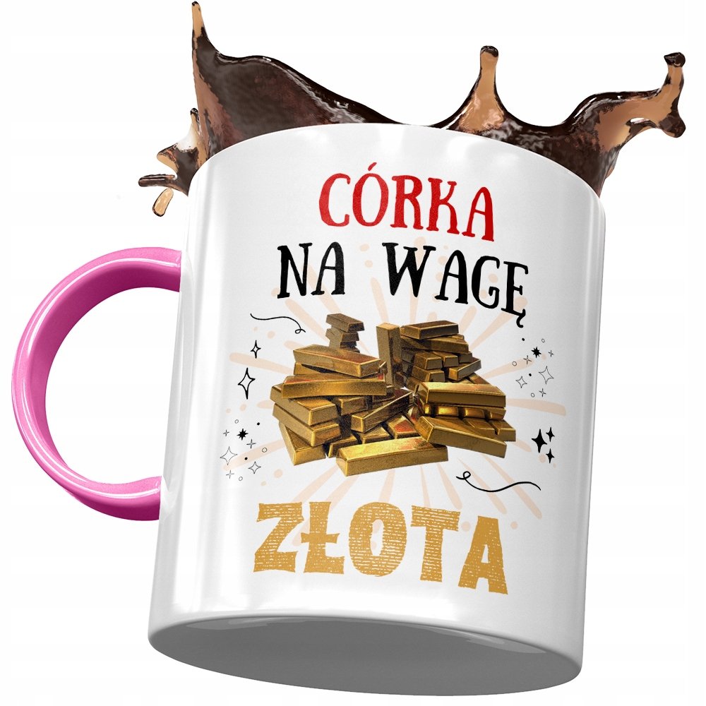 Kubek Różowy Dla Córki na Dzień Dziecka Prezent z Nadrukiem ze Zdjęciem + Opakowanie na prezent (wzór 04)