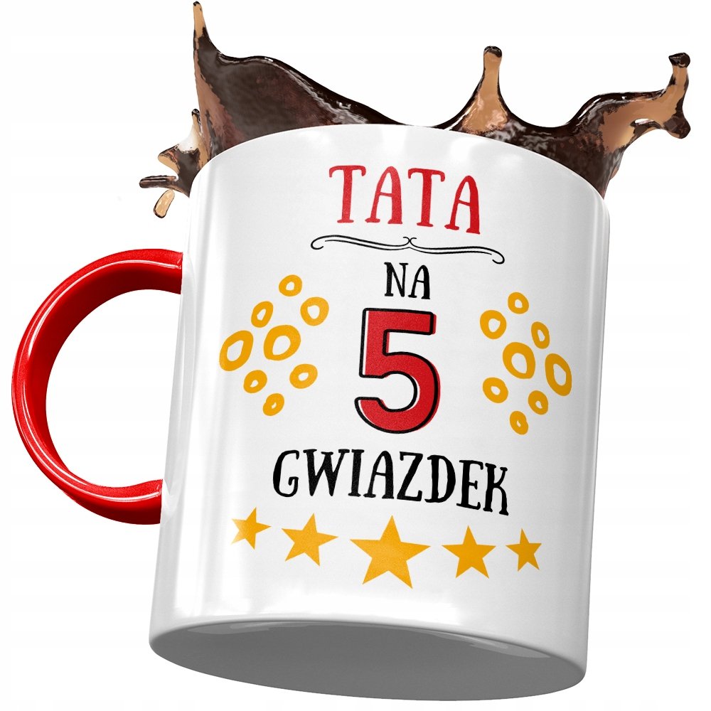 Kubek Czerwony Dla Taty Ojca na Dzień Taty Prezent z Nadrukiem ze Zdjęciem + Opakowanie na prezent (wzór 03)