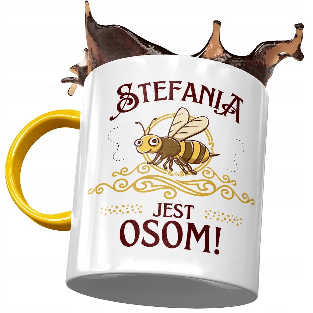 Kubek Żółty Dla Stefanii Koleżanki na Prezent z Nadrukiem ze Zdjęciem + Opakowanie na prezent (wzór 02)