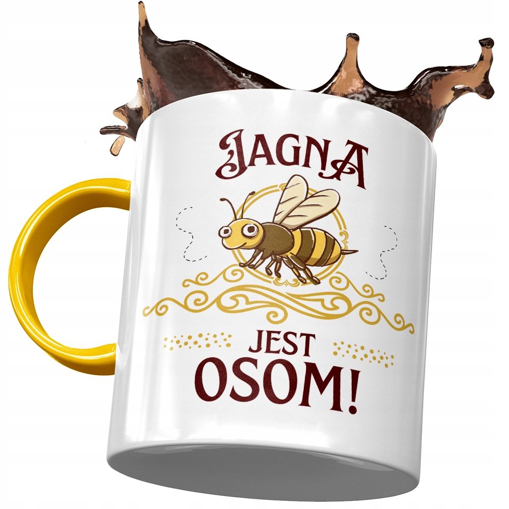 Kubek Żółty Dla Jagny Koleżanki Żony na Prezent z Nadrukiem ze Zdjęciem + Opakowanie na prezent (wzór 03)
