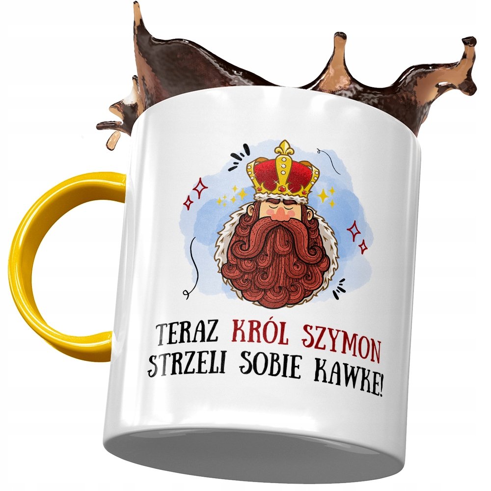 Kubek Żółty Dla Szymona Szymka Kolegi na Prezent z Nadrukiem ze Zdjęciem + Opakowanie na prezent (wzór 03)