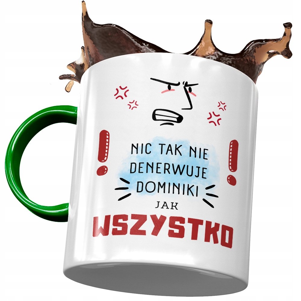 Kubek Zielony Dla Dominiki Żony Koleżanki Prezent z Nadrukiem ze Zdjęciem + Opakowanie na prezent (wzór 03)