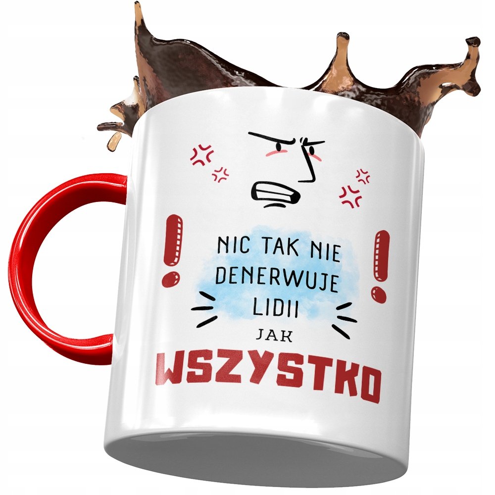 Kubek Czerwony Dla Lidii Żony Koleżanki na Prezent z Nadrukiem ze Zdjęciem + Opakowanie na prezent (wzór 03)