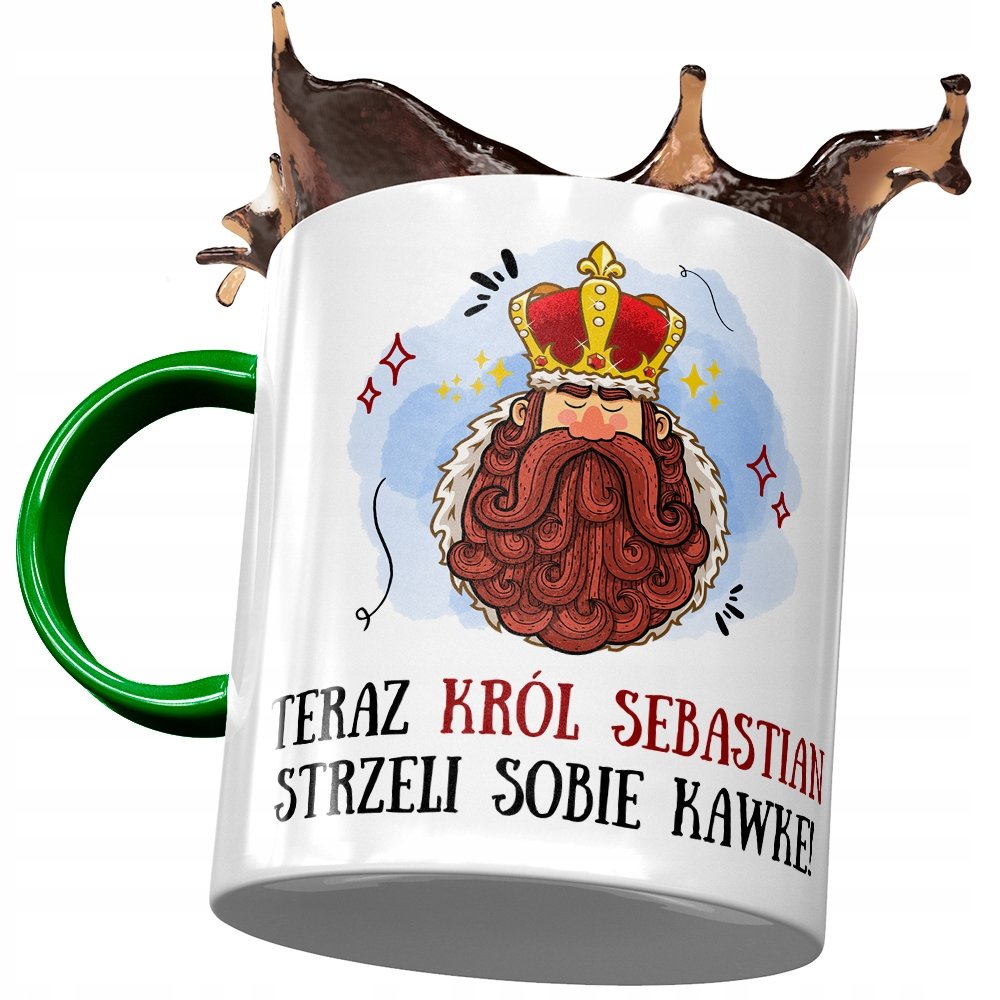 Kubek Zielony dla Sebastiana Męża Kolegi Prezent z Nadrukiem ze Zdjęciem + Opakowanie na prezent (wzór 02)