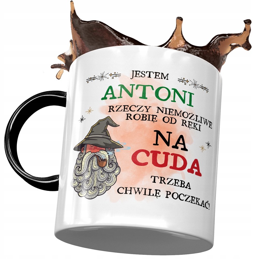 Kubek Czarny dla Antoniego Antka Kolegi Prezent z Nadrukiem ze Zdjęciem + Opakowanie na prezent (wzór 03)