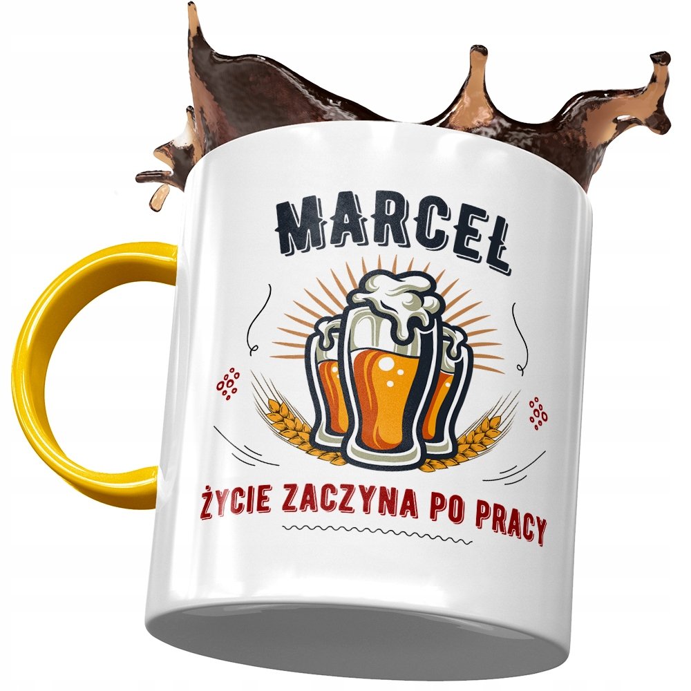 Kubek Żółty dla Marcela Przyjaciela Kolegi Prezent z Nadrukiem ze Zdjęciem + Opakowanie na prezent (wzór 04)