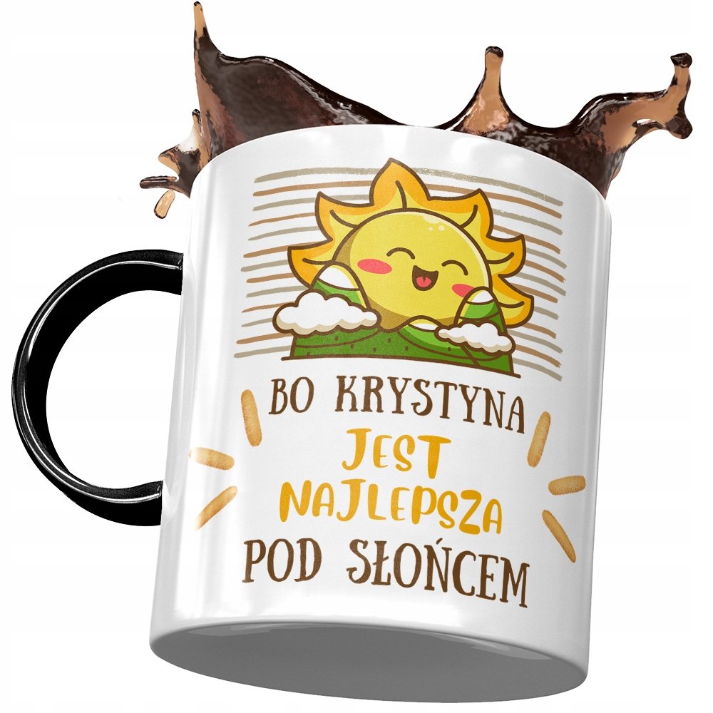 Kubek Czarny Dla Krystyny Koleżanki na Prezent z Nadrukiem ze Zdjęciem + Opakowanie na prezent (wzór 03)