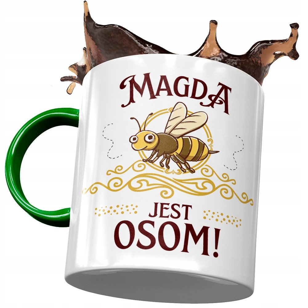 Kubek Zielony Dla Magdy Magdaleny Na Prezent z Nadrukiem ze Zdjęciem + Opakowanie na prezent (wzór 04)