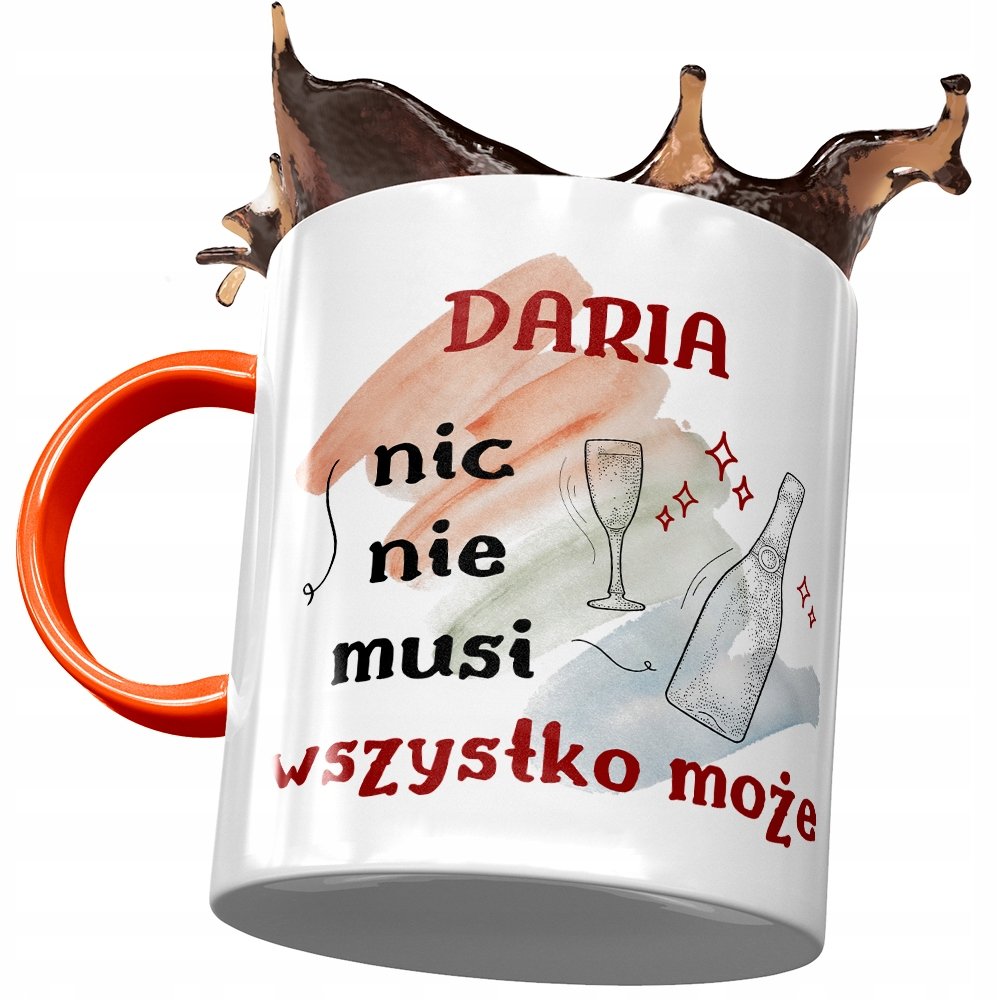Kubek Pomarańczowy Dla Darii Koleżanki Żony z Nadrukiem ze Zdjęciem + Opakowanie na prezent (wzór 04)