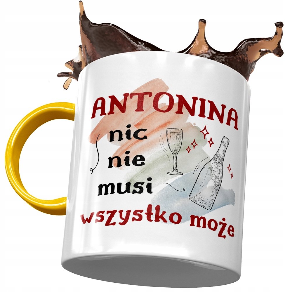 Kubek Żółty Dla Antoniny Dziewczyny na Prezent z Nadrukiem ze Zdjęciem + Opakowanie na prezent (wzór 04)
