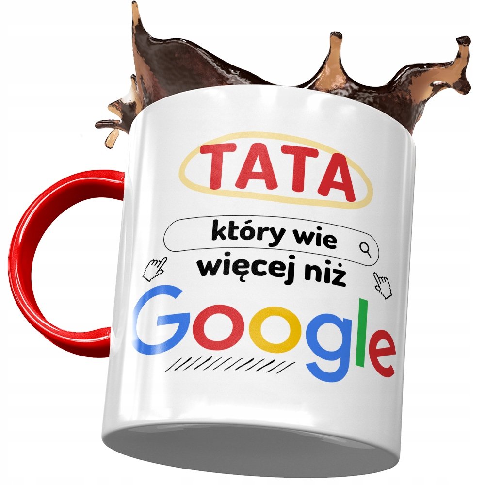 Kubek Czerwony Dla Taty Ojca na Dzień Taty Prezent z Nadrukiem ze Zdjęciem + Opakowanie na prezent (wzór 03)