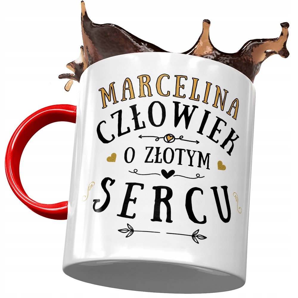Kubek Czerwony Dla Marceliny Koleżanki na Prezent z Nadrukiem ze Zdjęciem + Opakowanie na prezent (wzór 04)