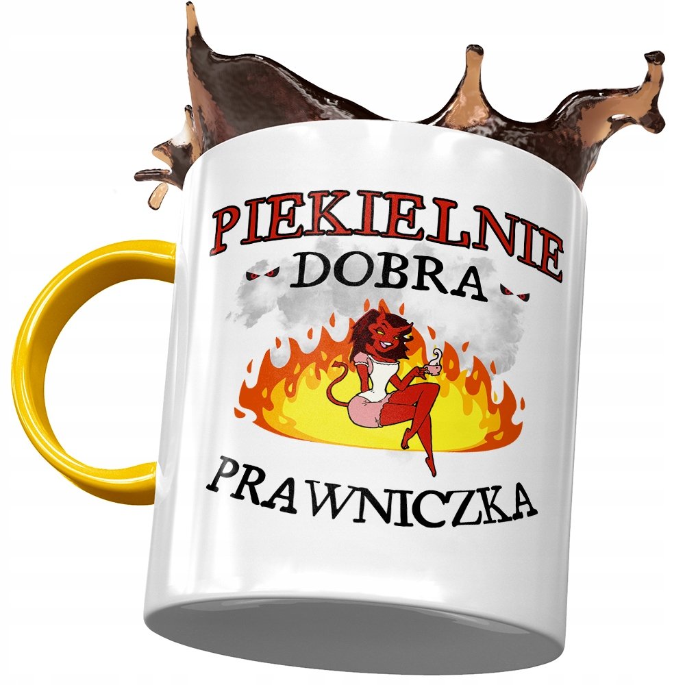 Kubek Żółty Dla Prawniczki Piekielnie Dobra Kubek z Nadrukiem ze Zdjęciem + Opakowanie na prezent (wzór 03)