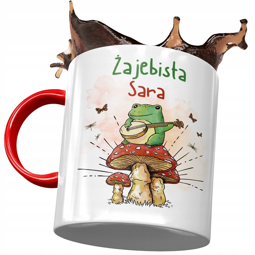 Kubek Czerwony Dla Sary Koleżanki Prezent z Nadrukiem ze Zdjęciem + Opakowanie na prezent (wzór 03)
