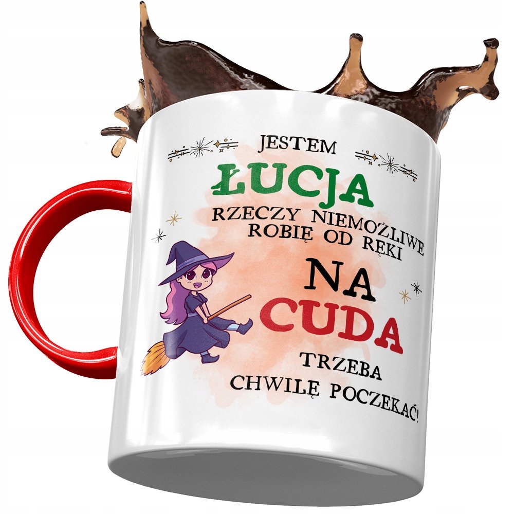 Kubek Czerwony Dla Łucji Przyjaciółki Na Prezent z Nadrukiem ze Zdjęciem + Opakowanie na prezent (wzór 04)