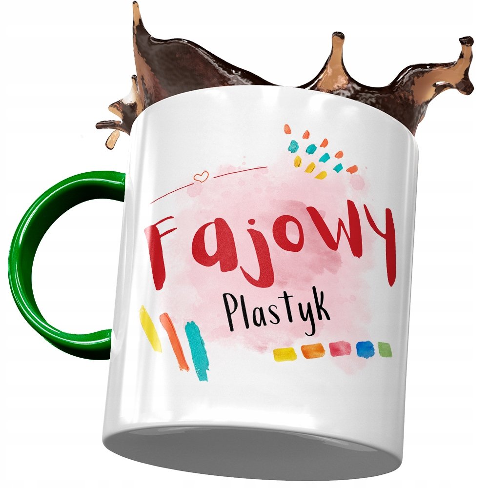 Kubek Zielony Dla Plastyka Fajowy Plastyk z Nadrukiem ze Zdjęciem + Opakowanie na prezent (wzór 04)