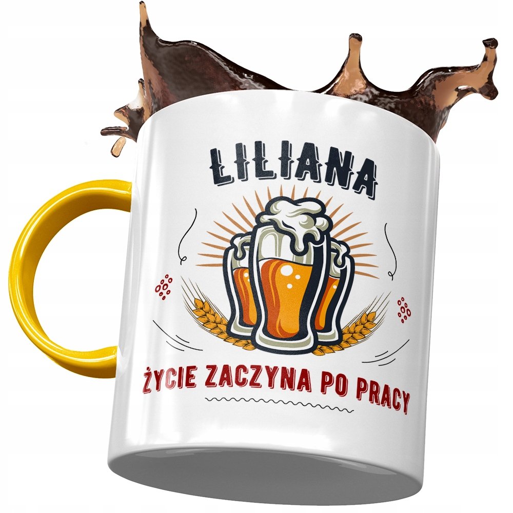 Kubek Żółty Dla Liliany Koleżanki Żony Prezent z Nadrukiem ze Zdjęciem + Opakowanie na prezent (wzór 03)