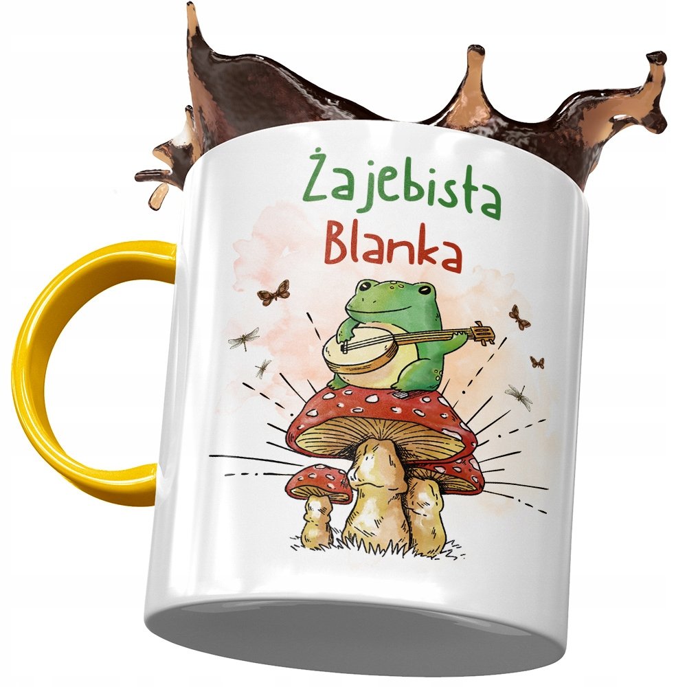 Kubek Żółty Dla Blanki Przyjaciółki Na Prezent z Nadrukiem ze Zdjęciem + Opakowanie na prezent (wzór 02)