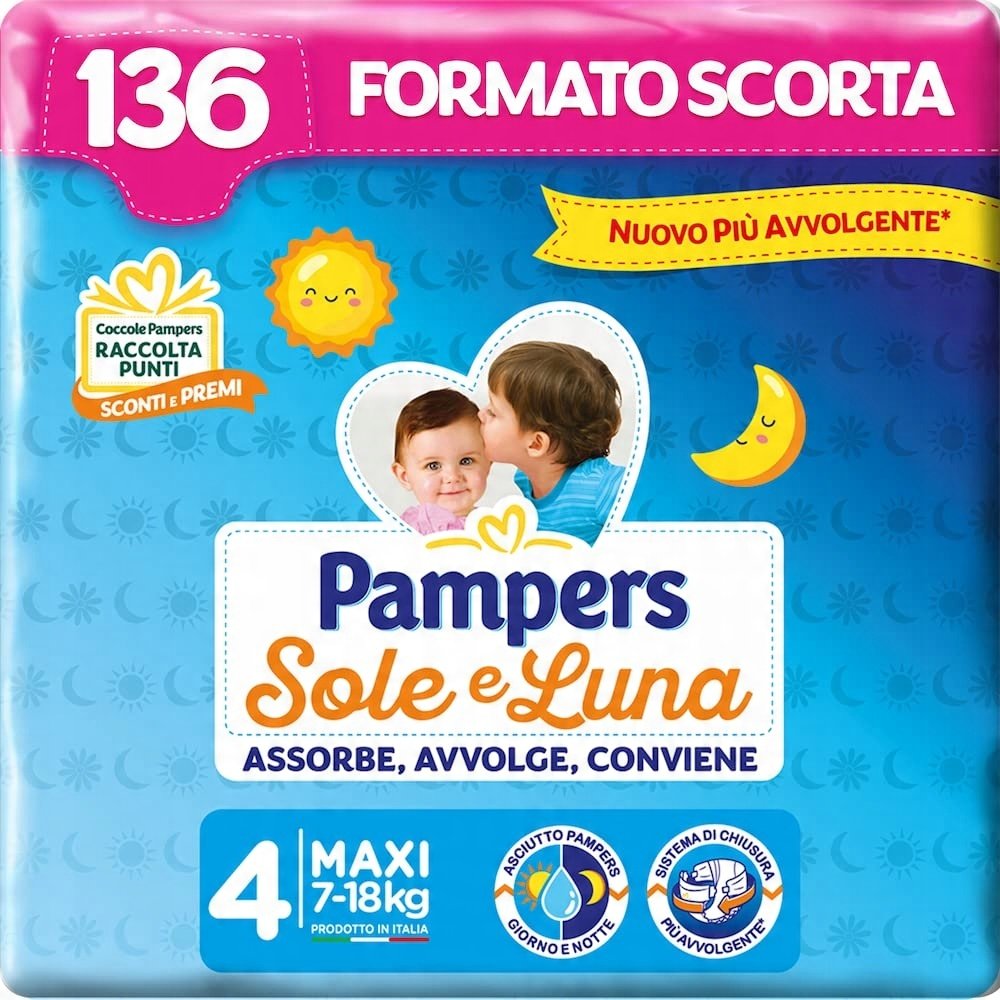 Pieluszki Pampers Sole E Luna Rozmiar 4 136 szt.