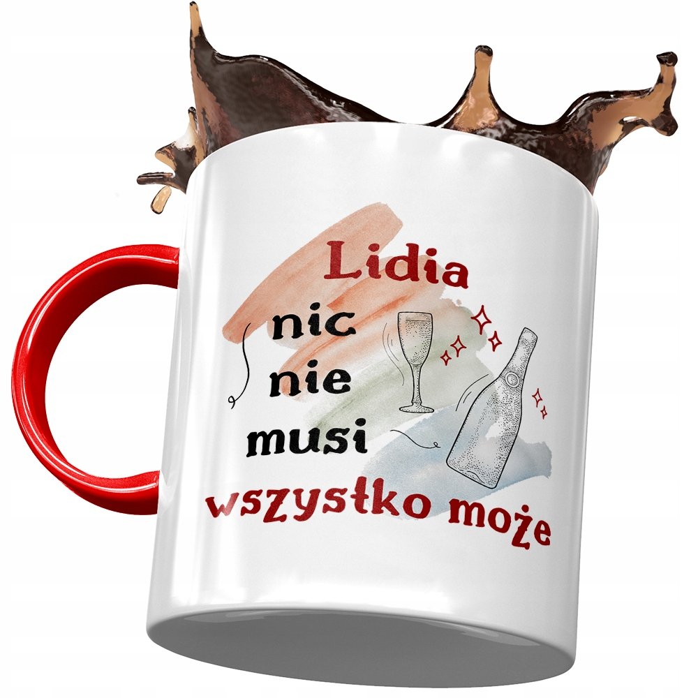 Kubek Czerwony Dla Lidii Żony Koleżanki na Prezent z Nadrukiem ze Zdjęciem+ Opakowanie na prezent (wzór 01)