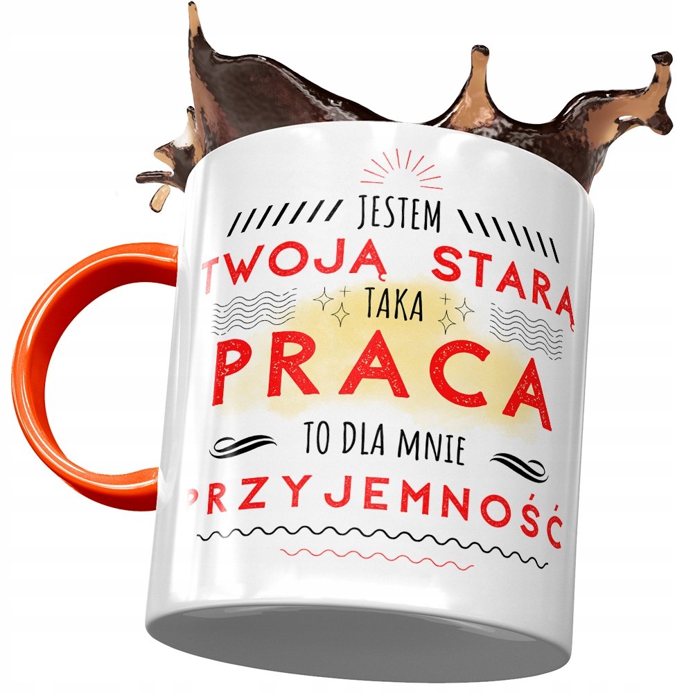 Kubek Pomarańczowy dla Twojej Starej na Prezent z Nadrukiem ze Zdjęciem + Opakowanie na prezent (wzór 02)