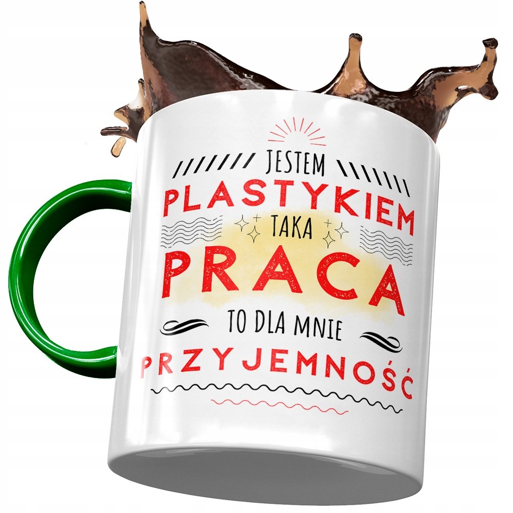 Kubek Zielony Dla Plastyka Taka Praca Prezent z Nadrukiem ze Zdjęciem+ Opakowanie na prezent (wzór 01)