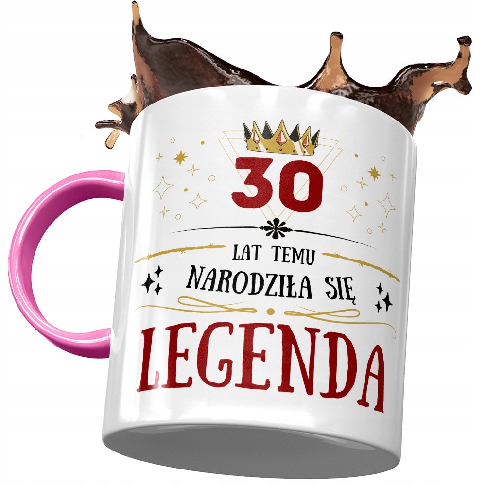 Kubek Różowy na Urodziny 30 30ste 30-ste Prezent z Nadrukiem ze Zdjęciem+ Opakowanie na prezent (wzór 01)