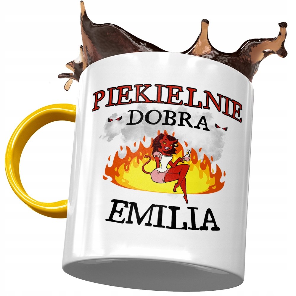 Kubek Żółty Dla Emilii Koleżanki Żony Prezent z Nadrukiem ze Zdjęciem + Opakowanie na prezent (wzór 02)