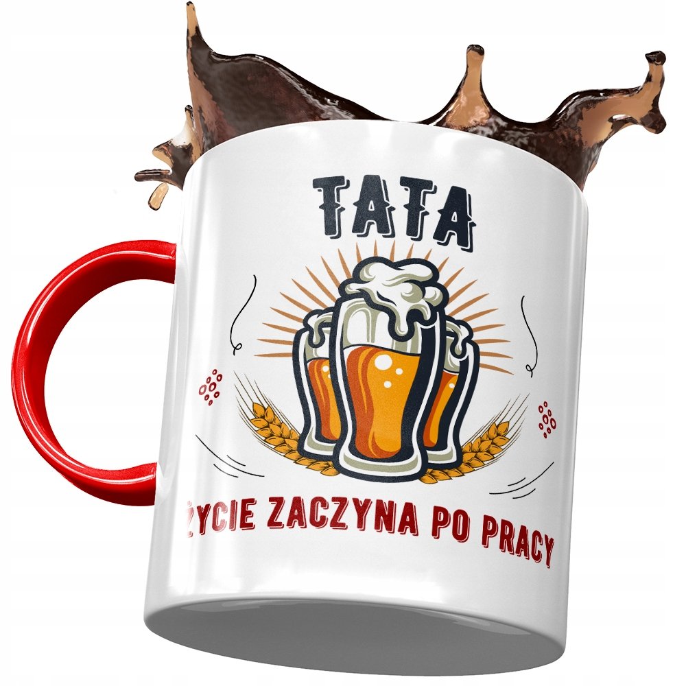 Kubek Czerwony Dla Taty Ojca na Dzień Taty Prezent z Nadrukiem ze Zdjęciem+ Opakowanie na prezent (wzór 01)