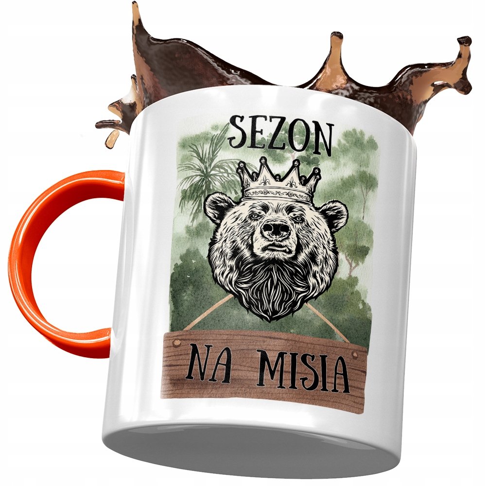 Kubek Pomarańczowy z Misiem Miś Słodki na Prezent z Nadrukiem ze Zdjęciem + Opakowanie na prezent (wzór 02)