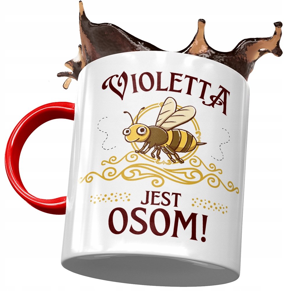 Kubek Czerwony Dla Violetty Koleżanki Żony Prezent z Nadrukiem ze Zdjęciem + Opakowanie na prezent (wzór 02)