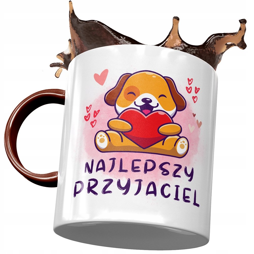 Kubek Bordowy z Pieskiem Psem Słodki na Prezent z Nadrukiem ze Zdjęciem + Opakowanie na prezent (wzór 02)