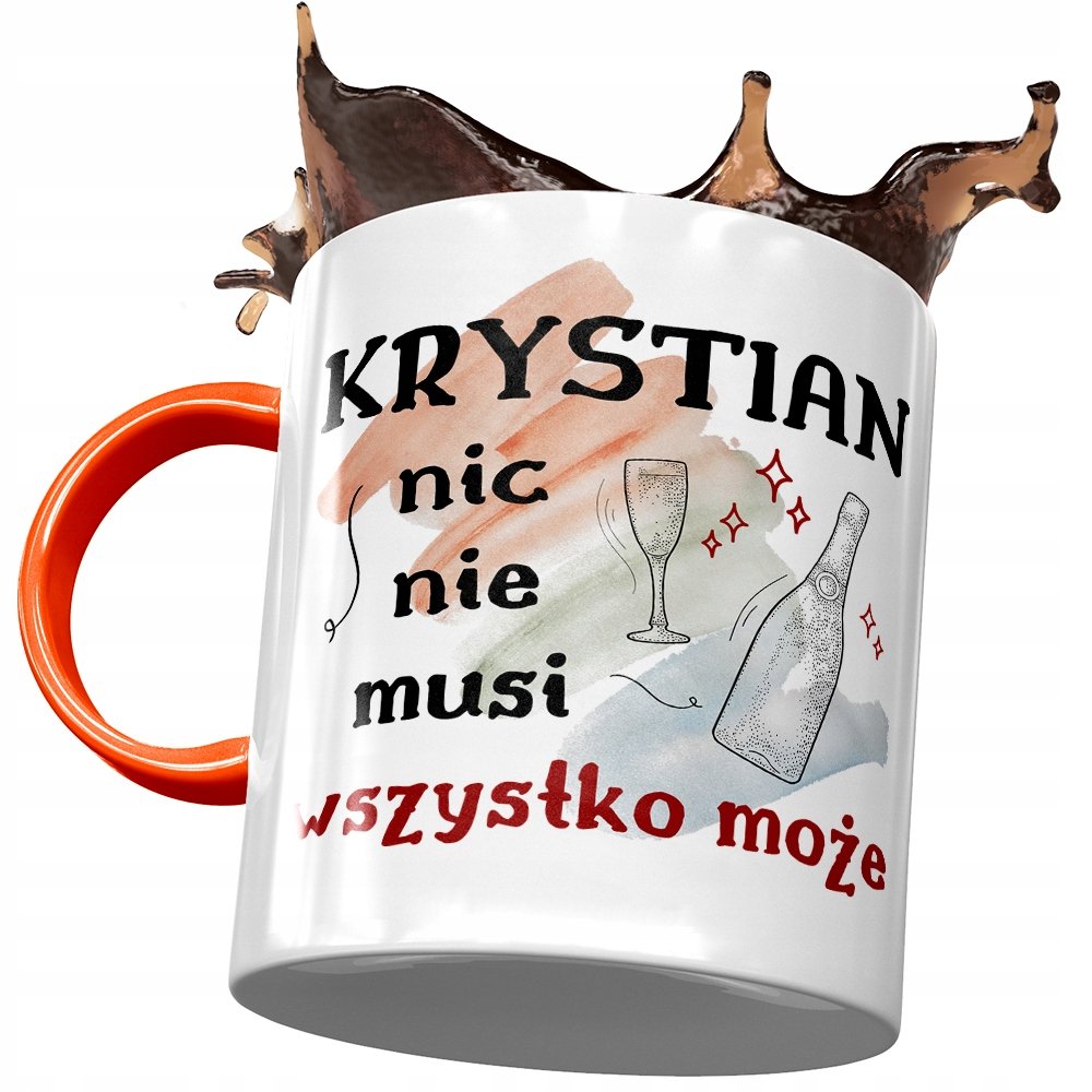 Kubek Pomarańczowy dla Krystiana Kolegi Prezent z Nadrukiem ze Zdjęciem + Opakowanie na prezent (wzór 03)