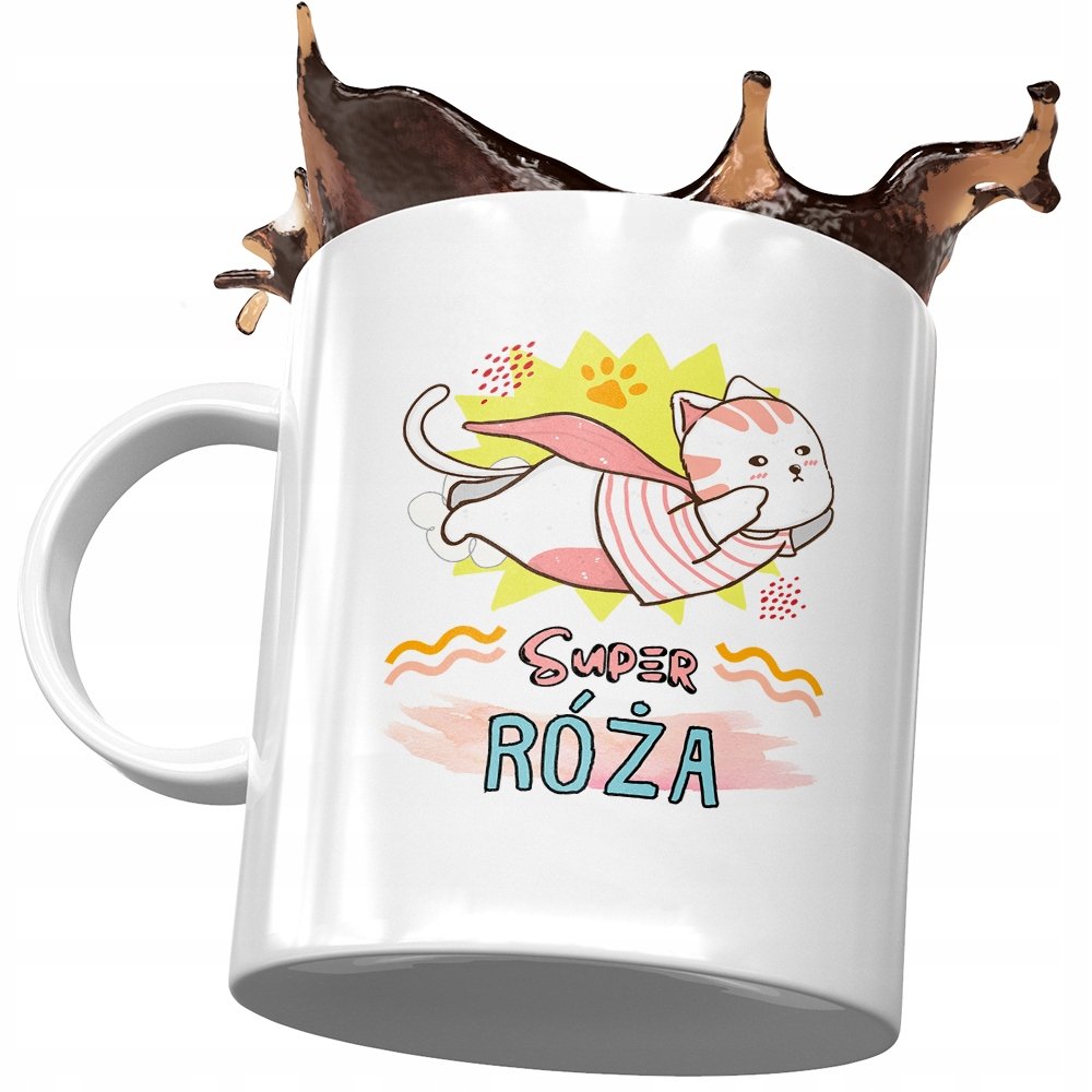 Dla Róży Kubek na Urodziny Imieniny na Prezent z Nadrukiem ze Zdjęciem+ Opakowanie na prezent (wzór 01)