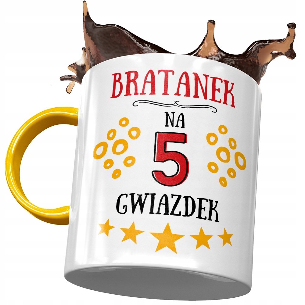 Kubek Żółty Dla Bratanka Syna Brata Prezent z Nadrukiem ze Zdjęciem + Opakowanie na prezent (wzór 04)