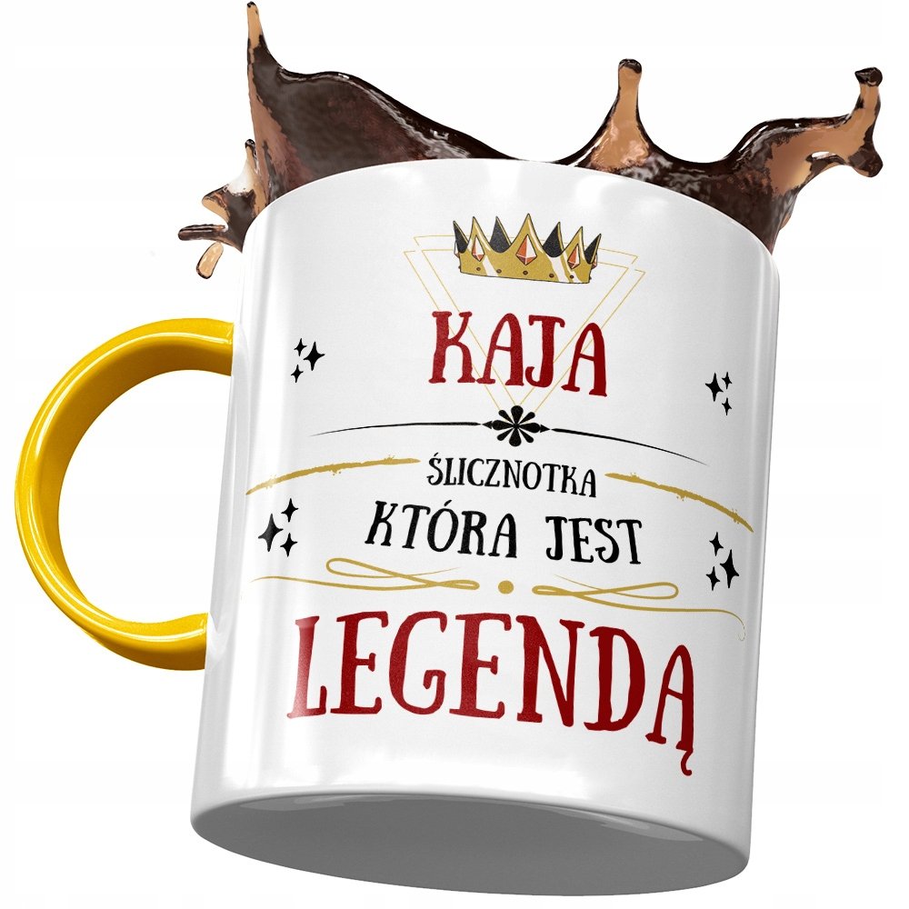 Kubek Żółty Dla Kai Koleżanki na Prezent z Nadrukiem ze Zdjęciem + Opakowanie na prezent (wzór 03)