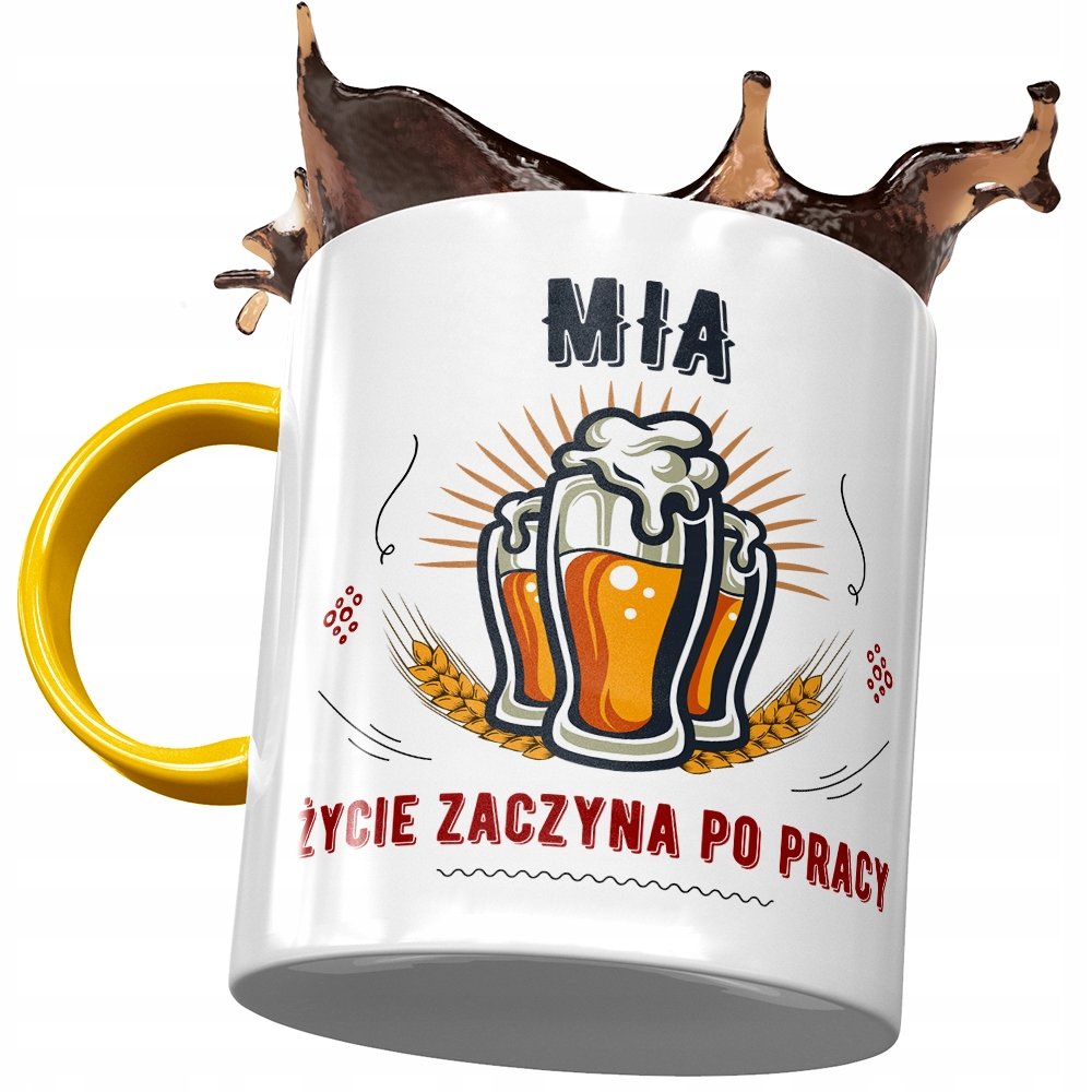 Kubek Żółty Dla Mii Żony Przyjaciółki na Prezent z Nadrukiem ze Zdjęciem + Opakowanie na prezent (wzór 03)